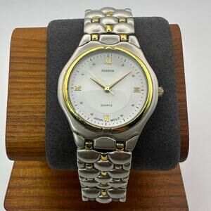 Bijoux Terner Two-Tone Quartz Watch Silver Gold Roman Numeral Dial Bracelet